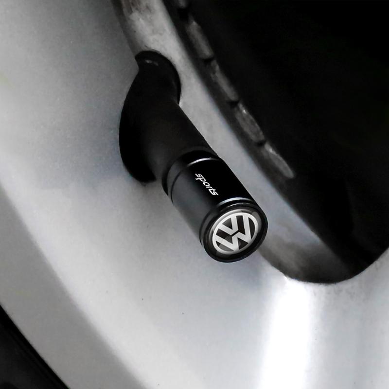 HIJK1 For VW R Golf 6 Jetta Bora Mk4 GTI GTD Tiguan Passat Touran Polo 4pcs Car Wheel Tire Valve Caps Stem Case With Logo Auto Styling