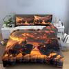 "Bison Sunset Art Decor Trio" Bedding Set with 1 Duvet Cover 2 Pillowcases Single Double King Queen, Gift