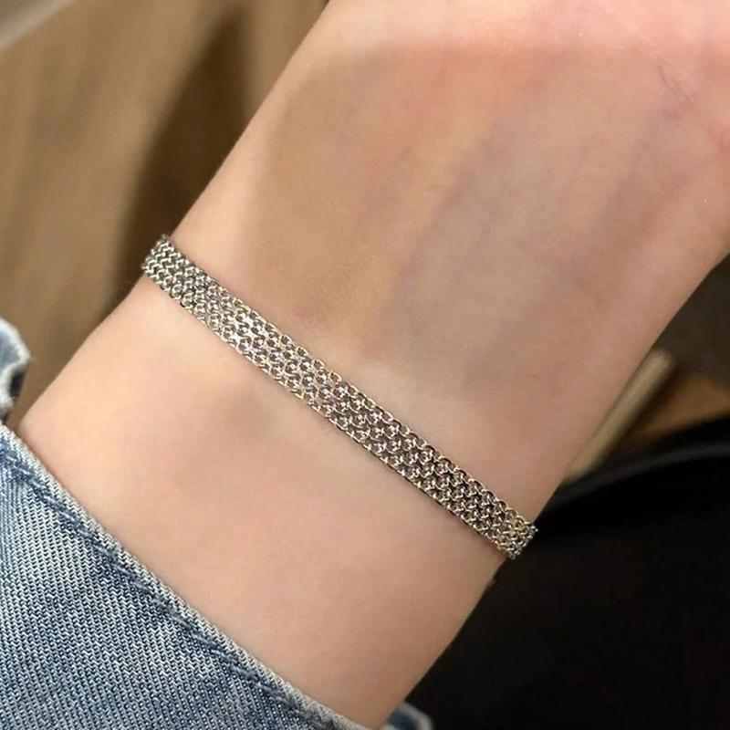 Изысканные плетеные сетчатые браслеты с золотым покрытием из нержавеющей стали для женщин, массивные, модные, звеньевая цепь, регулируемый браслет, ювелирное изделие серебряный