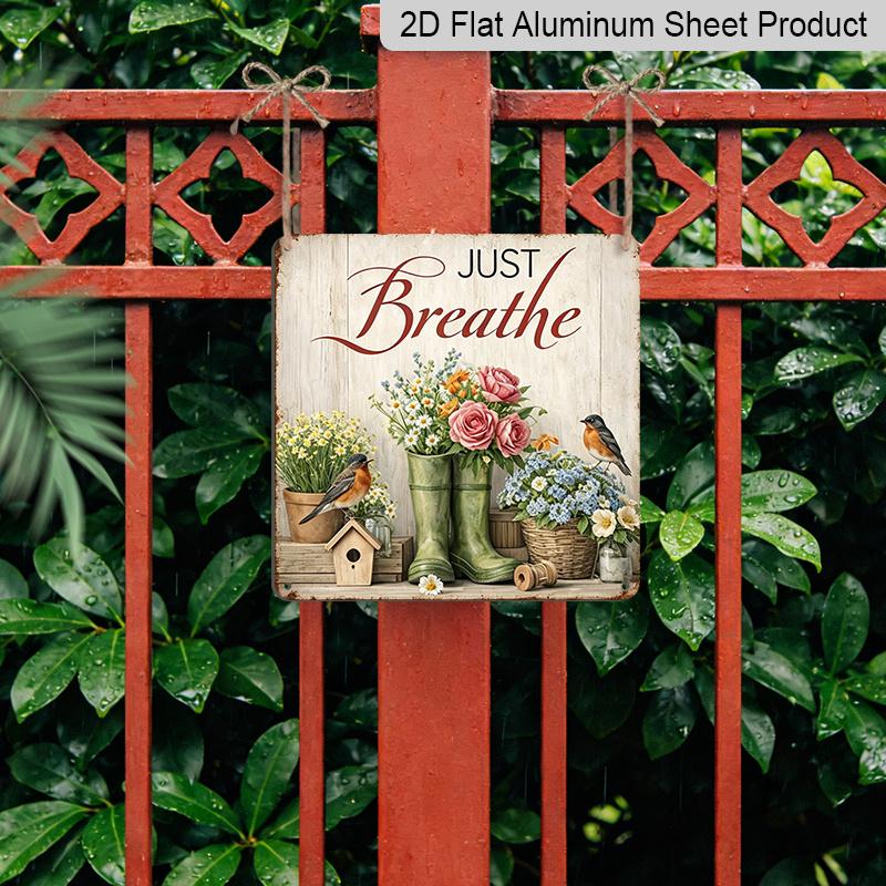 2D Flat - 1pc, Spring Decoration, Vintage Aluminum Sign, Home Wall Decor, Bohemian Floral Sign, Creates A Tranquil Atmosphere, Suitable for Living