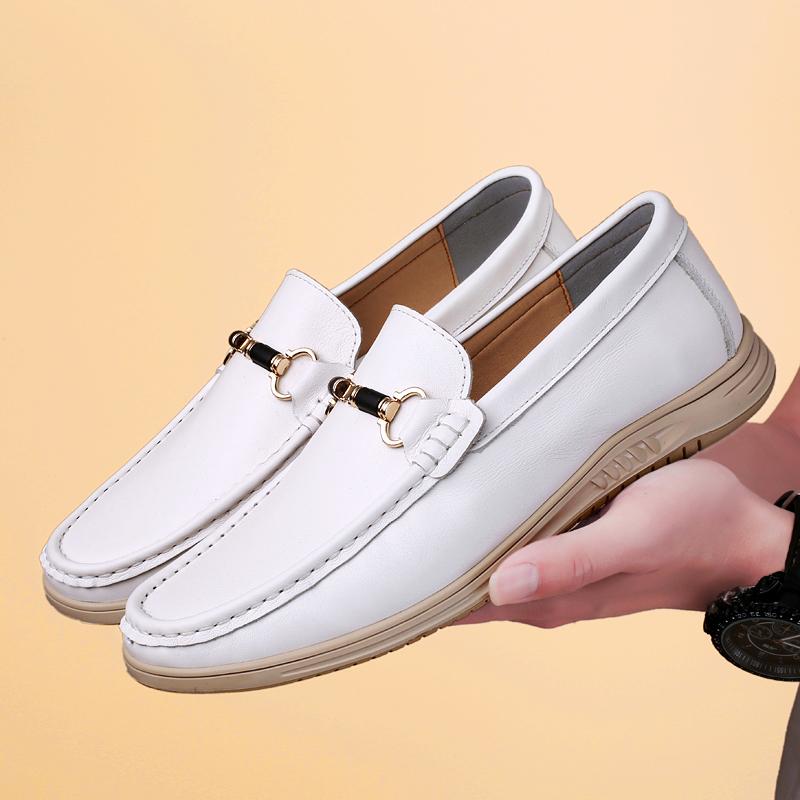 Luxury Brand White Loafers Men's Leather Shoes Designer Shoes Soft Sole Comfortable Casual Dress Shoes High Quality Moccasins