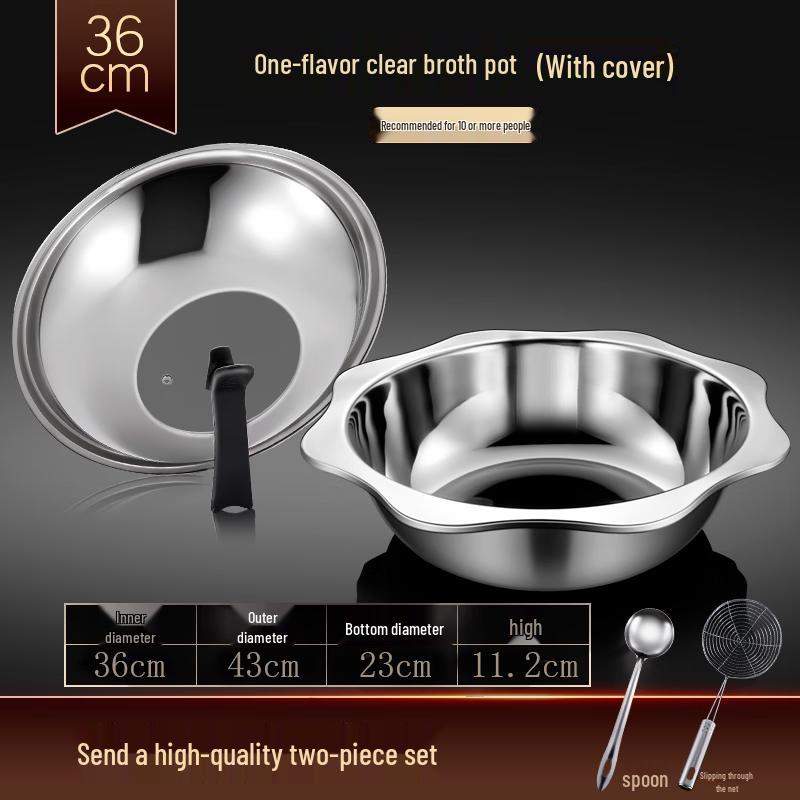 Thickened 304 Stainless Steel Single Compartment Hot Pot
