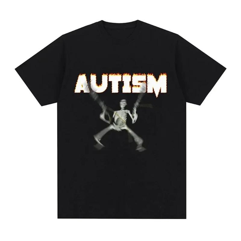 Autism Skeleton Meme T Shirt Humor Funny Skull Men Women Fashion Hip Hop T-shirt Casual Cotton Short Sleeve Oversized T-shirts