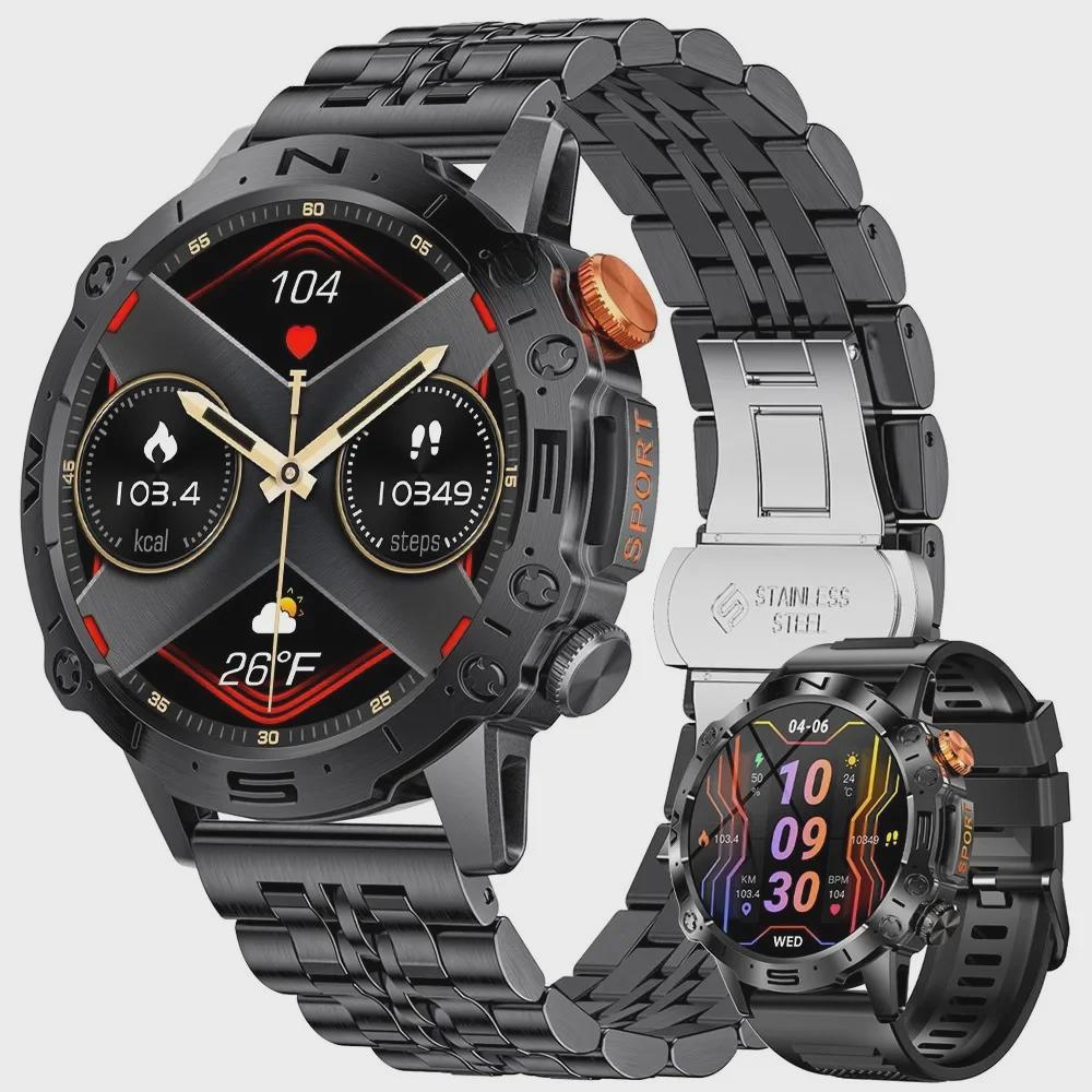 Multi-Function Smartwatch: Outdoor-Ready, Waterproof, Heart Rate & Blood Pressure Monitor with Bluetooth Calling