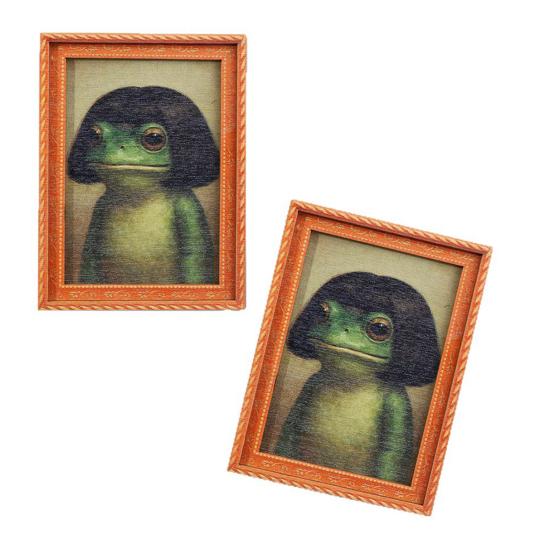 1/2/3/4/5Pcs Frog Fridge Magnet Kitchen Decor Vintage Mini Green Frog Refrigerator Magnet with Wooden Frame Home Office Decoration