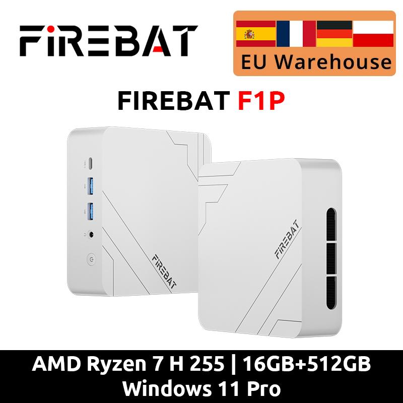 Firebat F1 P Mini PC AMD Ryzen 7 H 255 16GB+512GB/24GB+1TB SSD Win11 Pro Wi-Fi 6 BT5.2 USB4.0 Gaming Desktop Mini Computer