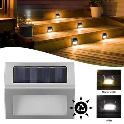 1-8PCS Solar Stainless Steel Step Light Waterproof Anti-corrosion and Environmental Protection Wall Light for Garden Fence Wall