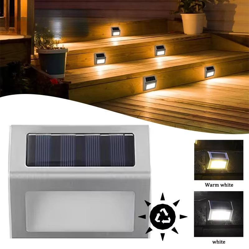 1-8PCS Solar Stainless Steel Step Light Waterproof Anti-corrosion and Environmental Protection Wall Light for Garden Fence Wall