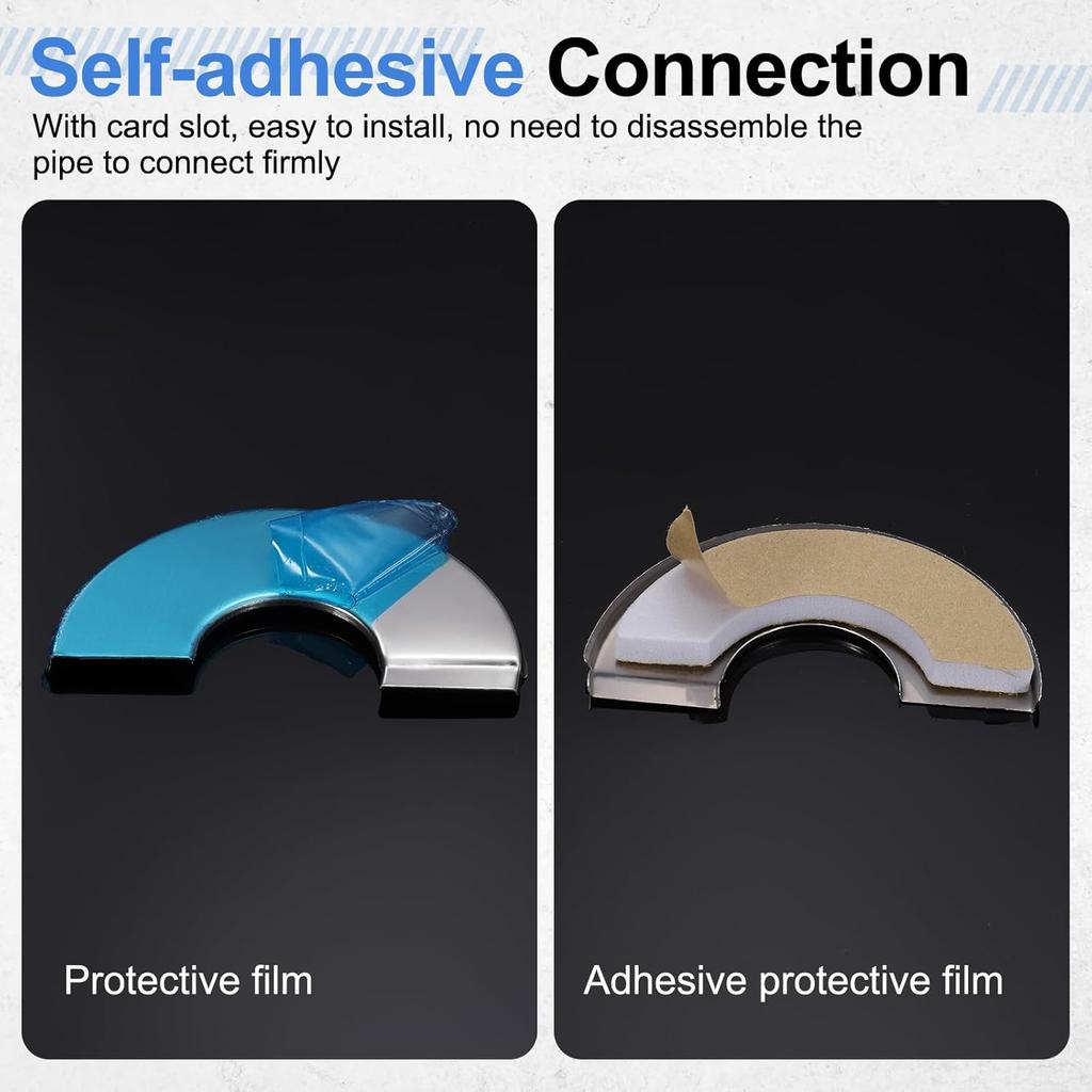 HARFINGTON 2pcs Wall Split Flange 0.67" (17mm) Stainless Steel Round Self-Adhesive Split Flange Pipe Cover Clip-on Escutcheon Collar for Floor