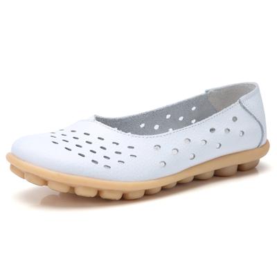 Genuine Leather Women Flats New Cut-Outs Summer Shoes Woman Hollow Women's Loafers Female Solid Shoe Large Size35-44