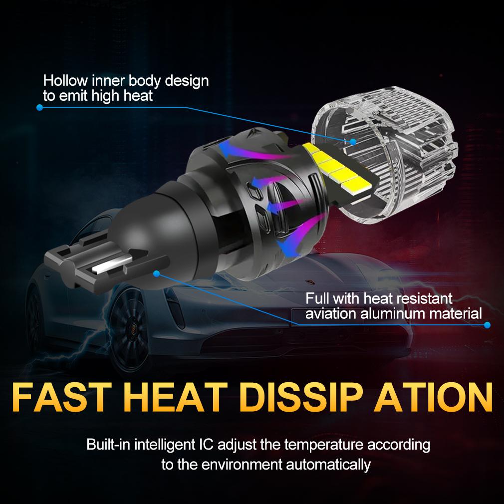 2 Stück T15 W16W LED-Lampen Canbus Autolampen 2400LM 10SMD 2835 Chips 912 921 mit Linse Kein Fehler Rückfahrlicht Rücklicht Auto Lampe 6000K Weiß 12V