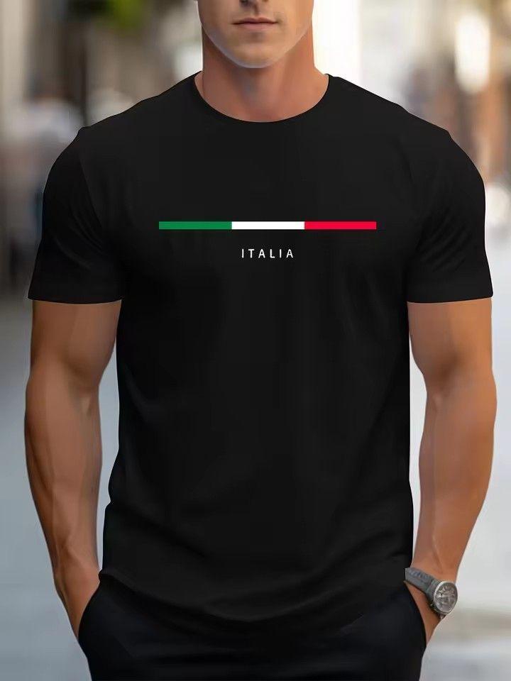 Unisexs Summer Fashion Casual Loose Largesized Italian Patterned Printed Sports Roundneck Shortsleeved Tshirt Top