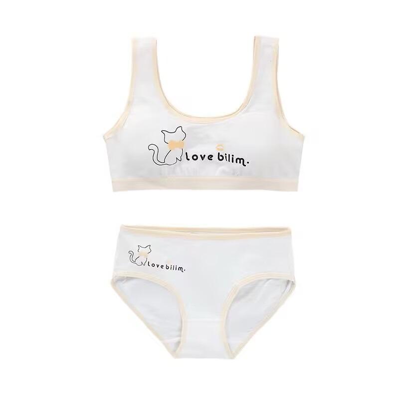 Girls Bra Cotton Underwear For Teenager Training Bra Set for Student Puberty Vest Bras 8-14Years