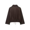 Womens Fall Casual Zip-up Jacket Slim Fit Turn-down Collar Long Sleeve Outerwear