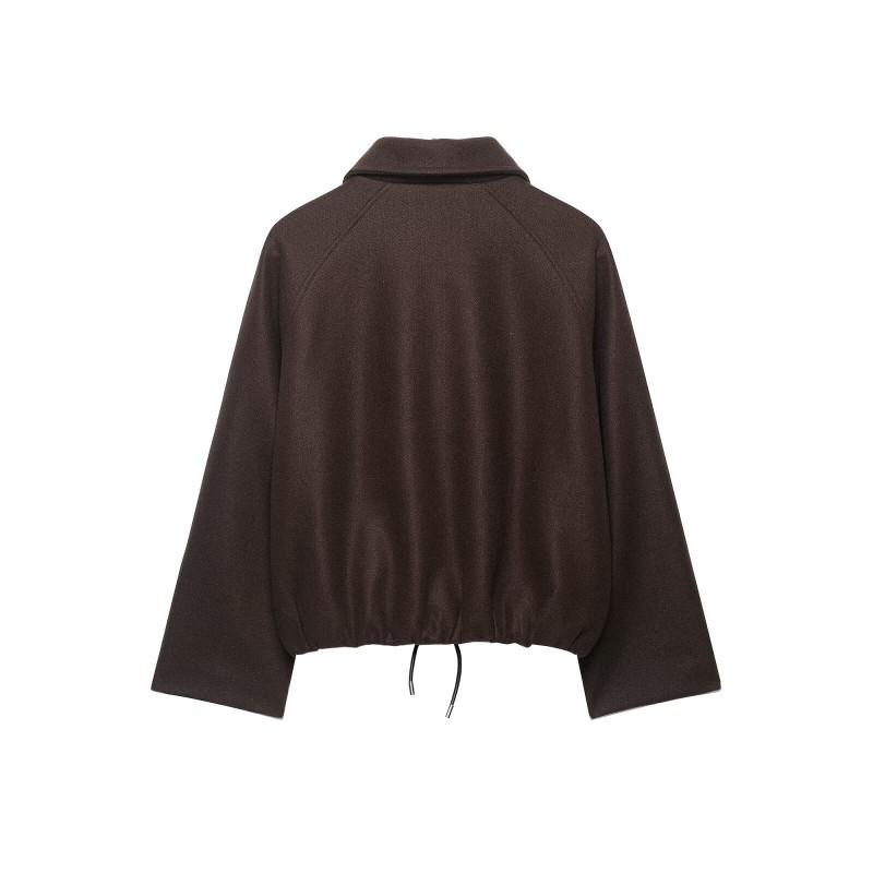Womens Fall Casual Zip-up Jacket Slim Fit Turn-down Collar Long Sleeve Outerwear