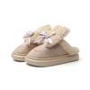 Thick-soled Bow Rabbit Plush Cotton Shoes Household Women's Home Simple Warm Snow Boots Non-slip Confinement Cotton Slippers