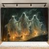 1 Halloween Revival Background Cloth White Phantom Wizard Zombie Horror Ghost Pumpkin Bat Misty Forest