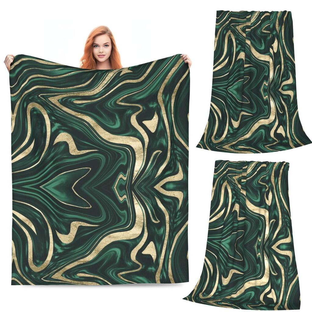 Black Gold Marble Blankets Fleece Sofa Throw Blanket Lightweight for Home Bedroom Travel Throws Bedspread Quilt