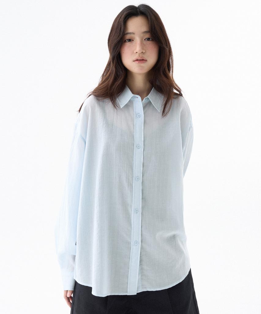 FILLUMINATE (W) See-Through Loose Fit Shirt - Sky Blue