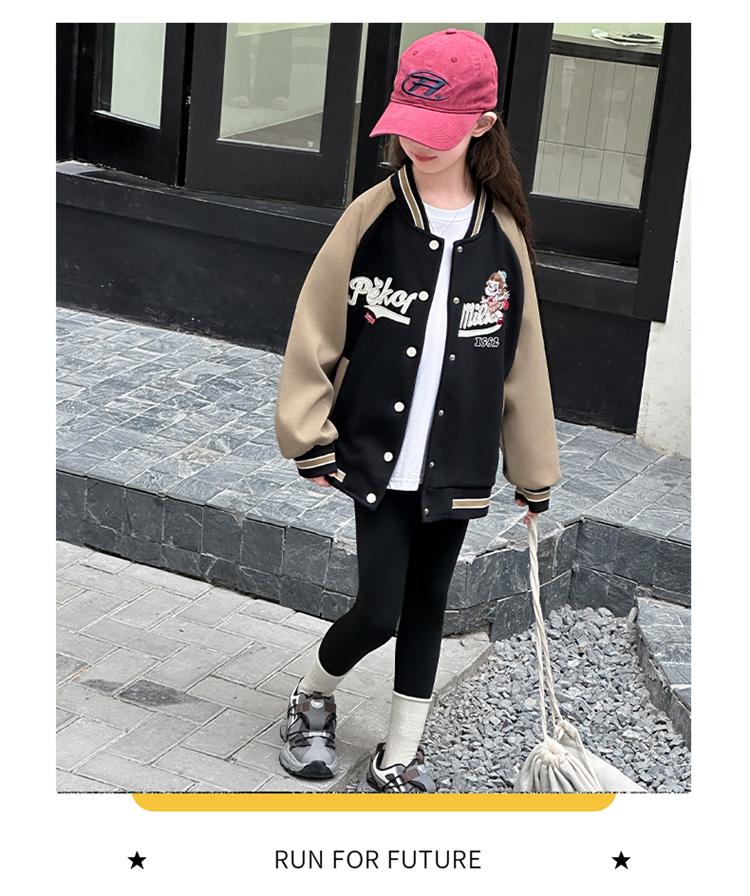 Girls' Spring and Autumn Western-Style Sports Baseball Jacket