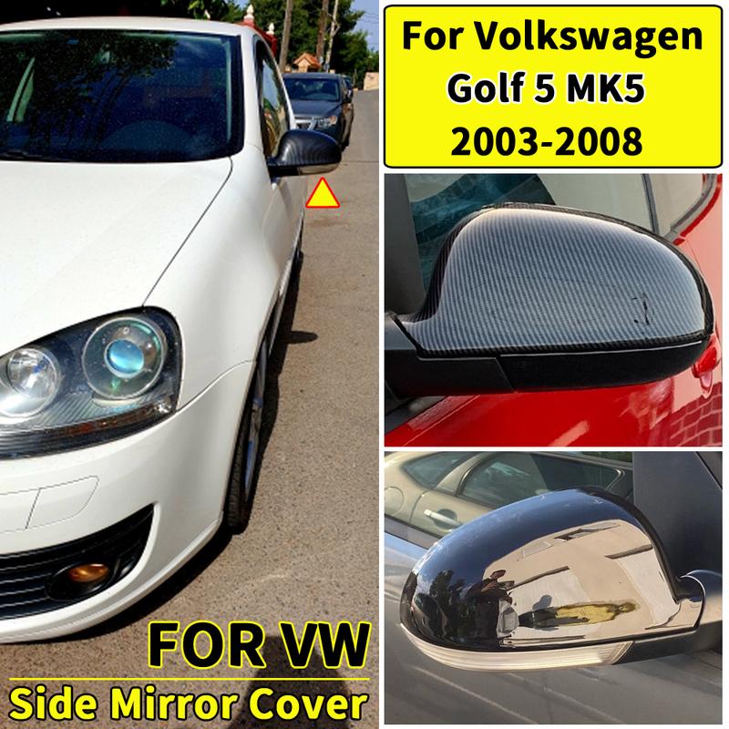 GlossyBlack Side Wing Rear View Mirror Cover Replacement Caps Shell For VW GOLF 5 MK5 GTI Jetta Passat B5.5 B6 EOS Sharan Superb