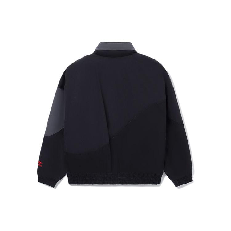 Li Ning Jackets Unisex Ebony Black Stand Collar Moderate Workwear AFDR699-1