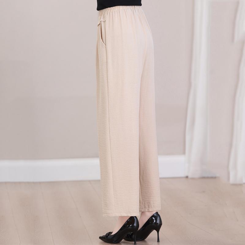 Summer Wide Leg Pants Women Clothes Casual Elastic Waist Plus Size High Waist Black Pants