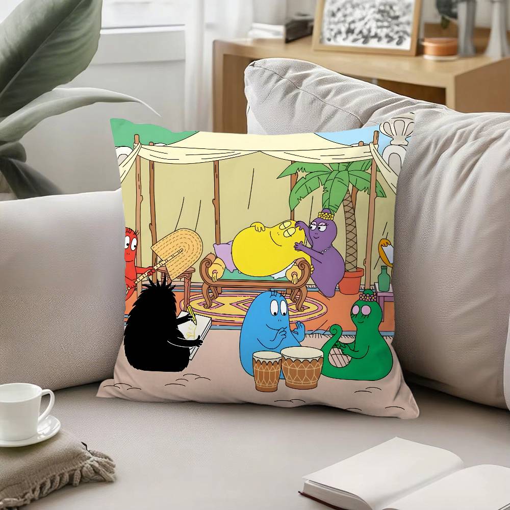 B-BarbapapaS-Cartoon Pillow Case Pattern Printed Pillowcase For Living Room Sofa Cushion Cover & Bedroom Decor