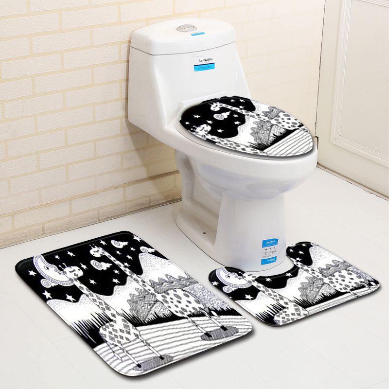 

Полосатый Трехсекционный Коврик для Ванной Туалета Прихожей Узора Поддержка Размера 45*75CM