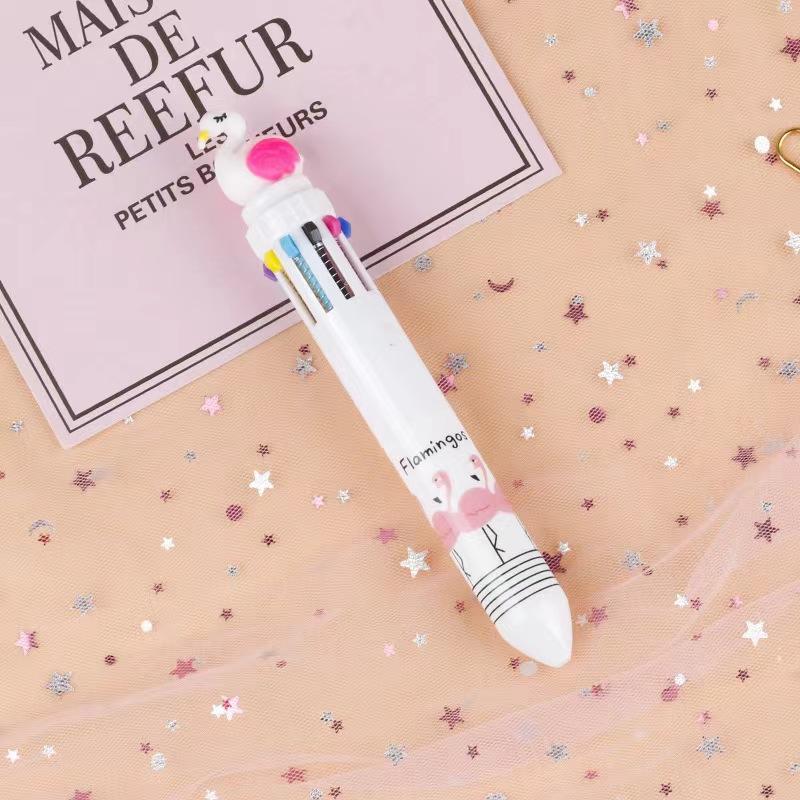 Ten-color Ballpoint Pen Girl Heart Cartoon Press Multi-color Pen Multi-function Color Handbook Pen Creative Cute Pen