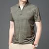 Nuova Polo a Maniche Corte a Quadri Senza Cuciture e Senza Stiro da Uomo Estiva Casual da Uomo T-shirt con Risvolto da Uomo