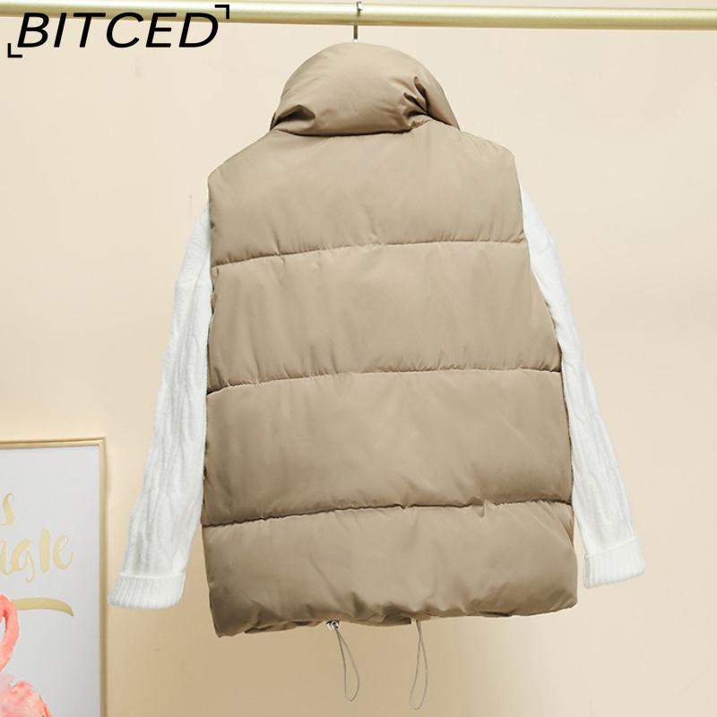 BITCED Autumn/Winter Puffer Jacket with Stand Collar and Zip Fastening Cotton-Filled Waistcoat, Vest, Jacket, or Light Outerwear