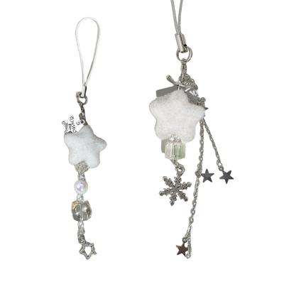 Flocking Snowflake Star Phone Charm Winter Themed Phone Decoration Suitable for Youthful Women and Holiday Enthusiasts