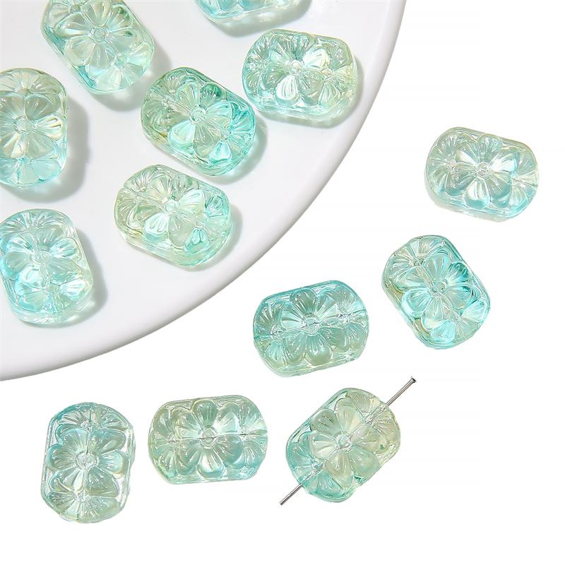 

13x18 мм 10 шт./пакет стеклянные прозрачные двойные прямые отверстия цветочные бусины бренда DIY браслет ожерелье серьги ювелирные аксессуары 13x18mm 10pcs/bag