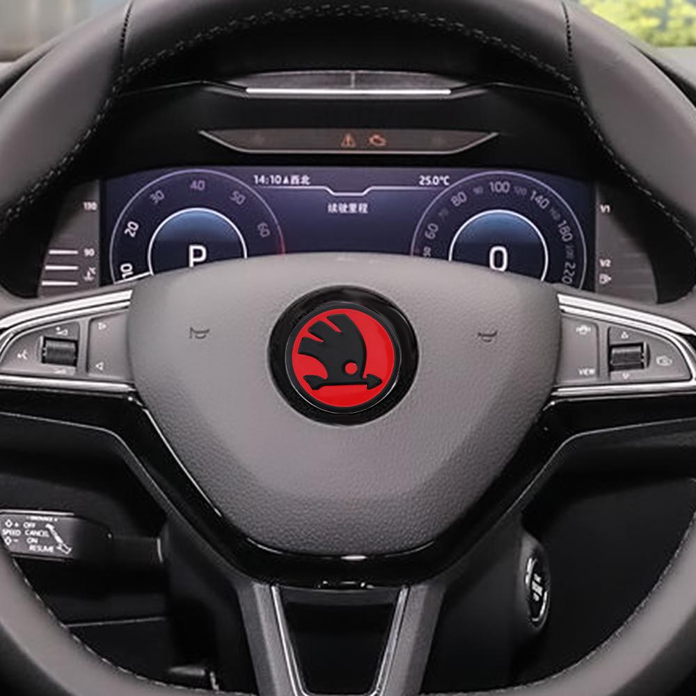 43/44mm Car Emblem Steering Wheel Center Badge Sticker Decal Styling For SKODA Fabia Karoq Kodiaq Yeti Rapid Octavia A5 Superb Usbn43