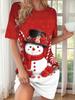 Elegante Dames Korte Mouw Mode 3D Print Midi Jurk Grote Maten Strandkleding