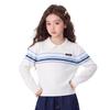 Maglione a trecce con colletto polo stile Old Money per bambina