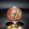 Cat Lucky Commemorative Coin Premium Metal Colored Souvenir Medal for Collection Party Favors Birthday Gift for Cat Lovers