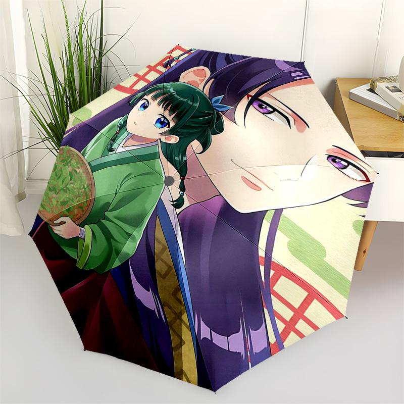 

1pc Anime Character Automatic Opening Folding Umbrella with Traditional Chinese Print - 8 Bone Iron Frame, Portable Design for Fans, Travelers, Daily