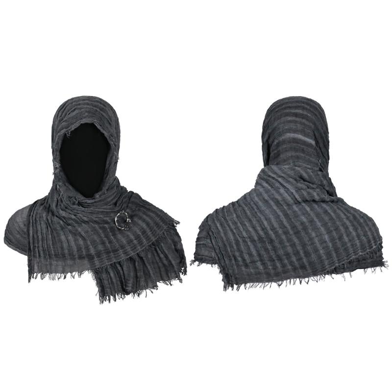 Rogue Cowl Scarf Medieval Cloak Cape Renaissances Costume Accessories Hooded Shawl with Vikinges Brooch for Halloween