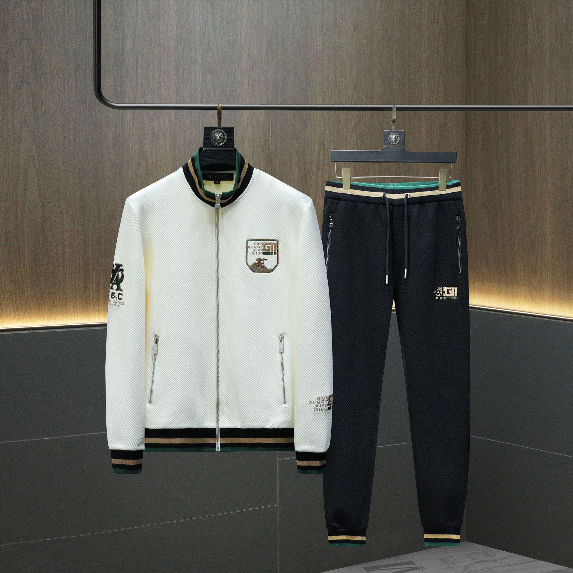 

Мужской модный европейский высококачественный осенний двухкомпонентный повседневный спортивный костюм: Модная куртка-свитер XXL