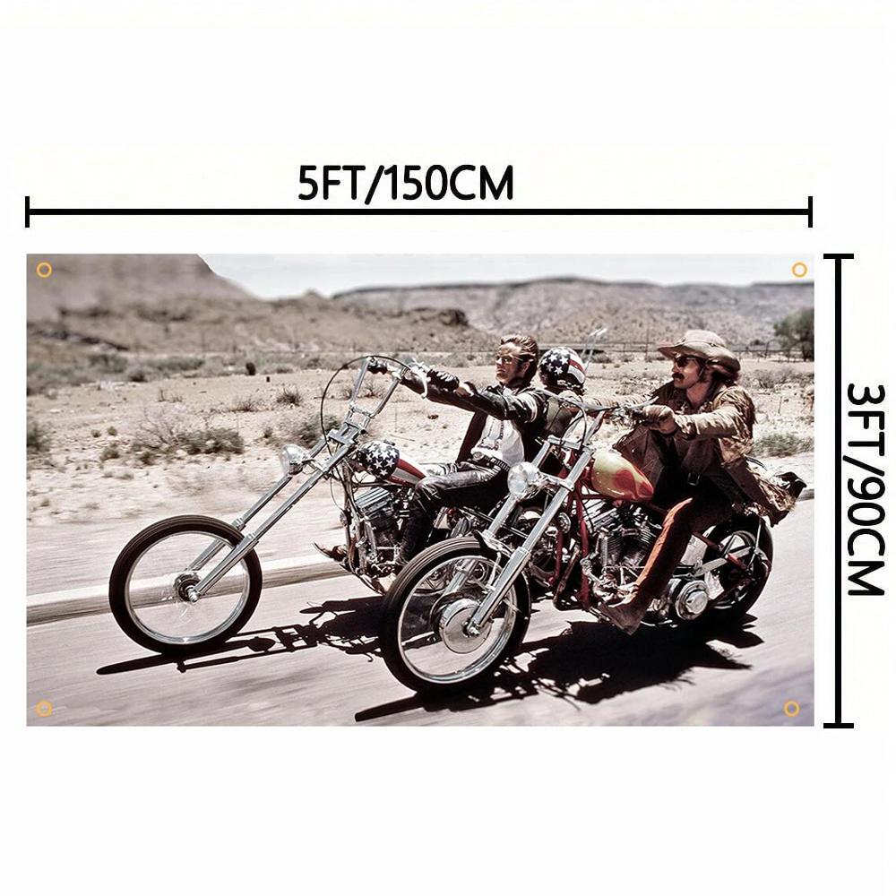90X150CM Easy Motorcycle Riders Poster Flag Wall Hanging Tapestry Room Decor Double Penetration for Room Decor Dormitory Decor