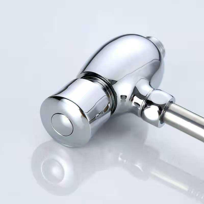 Water Saving Eco-Friendly Chrome Brass Urinal Flush Valve Single Flush 25-80 psi Hand Press Time Delayed Wall-Mounted Manual