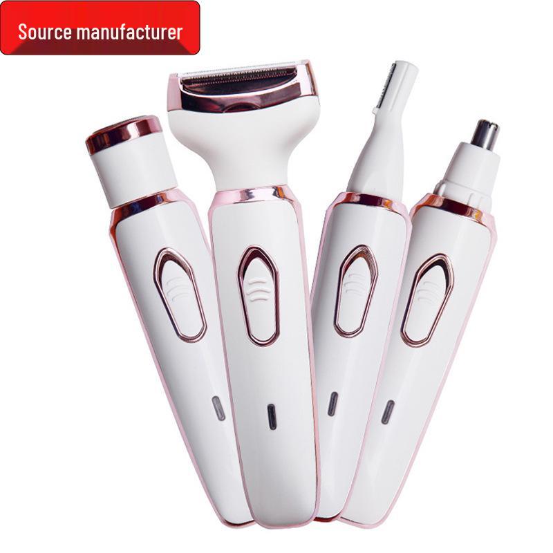 4-in-1 Women's Electric Shaver with USB Charging - Eyebrow Trimmer, Hair Removal for Sideburns, Underarms, Legs, and Bikini Area