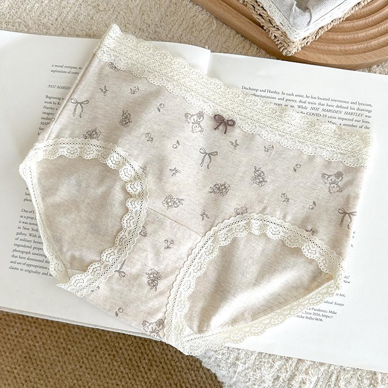 Women's Spring and Autumn Lace Pure Cotton Grade 10a Bacteriostatic Non Hip Briefs