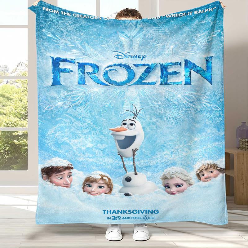 Cartoon F-Frozen girl Flannel Blanket,Ultra Soft Warm Plush Throw for Home Bedroom Bed Sofa Cover Camping Picnic gift kids