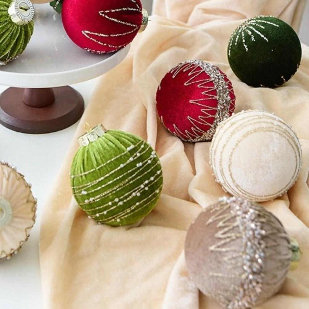 4pcs 8CM Christmas Ball Decoration Flocking Xmas Tree Hanging Pendants Window Decoration