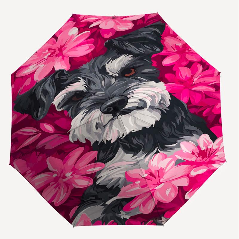 1PC Dog Flowers Automatic Open/Close Umbrella Compact Folding Umbrella with 8-Rib Shaft Lightweight Esign, Highquality Fabric1179A