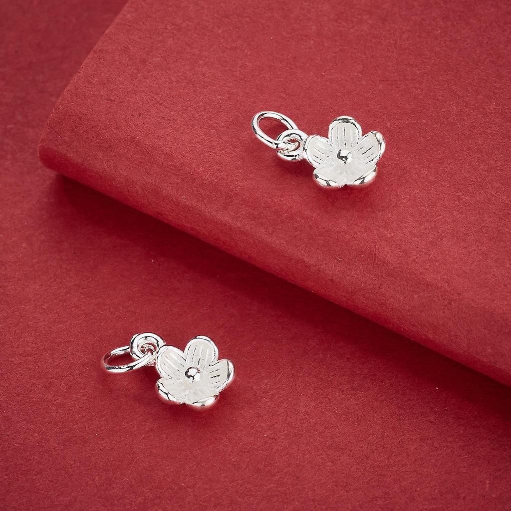 S925 Silver Peach Blossom Pendant Charm for DIY Beading and Jewelry