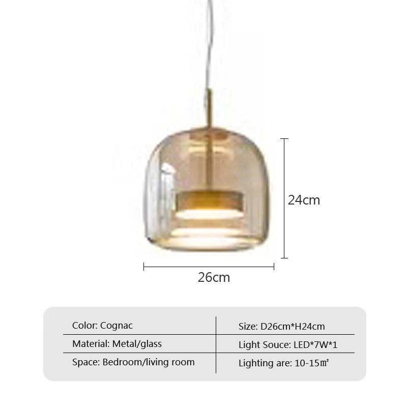 Modern LED Glass Pendant Light Luxury Amber Grey Dia 26/38CM Hanging Lamp For Bedroom Restaurant Living Room Home Decor Fixtures